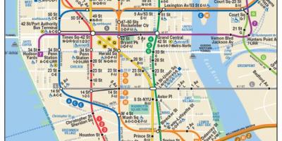 Bản đồ của lower Manhattan tàu điện ngầm