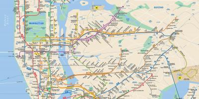 Manhattan bản đồ đường phố với tàu điện ngầm
