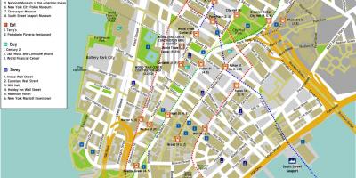 Bản đồ của lower Manhattan với tên đường phố