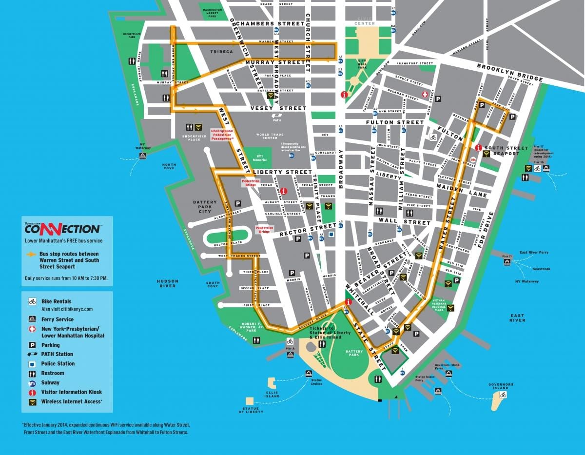 lower Manhattan đi bộ bản đồ du lịch