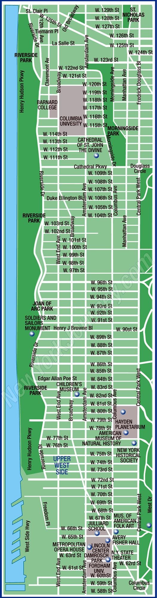 trên bản đồ Manhattan
