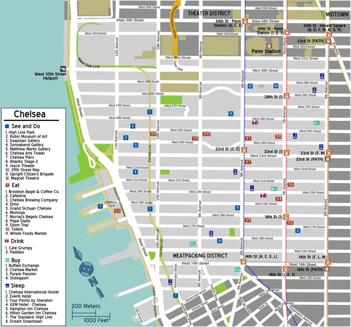 bản đồ của Chelsea Manhattan