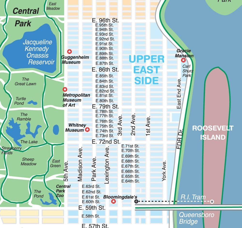 bản đồ của phía đông Manhattan