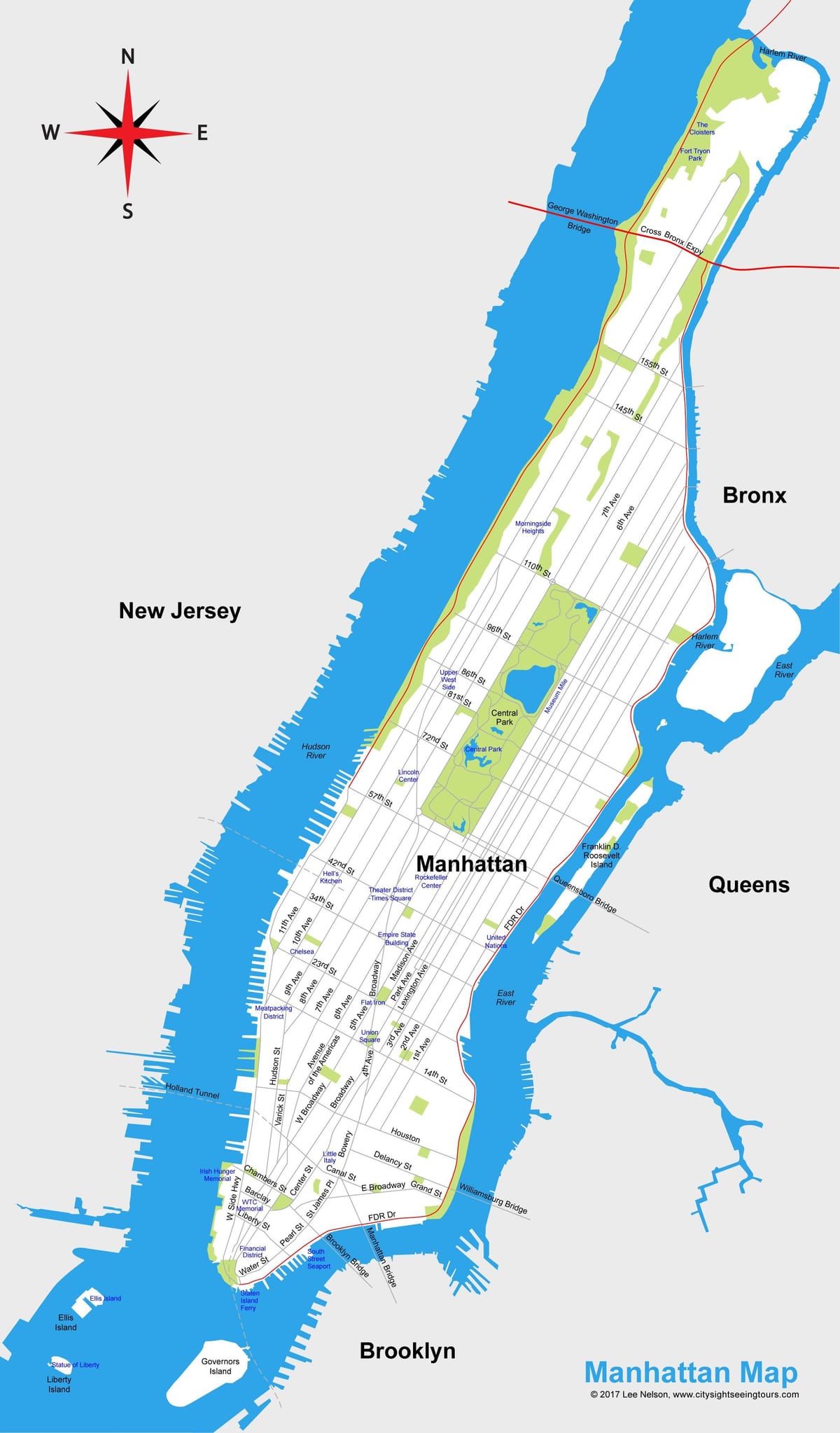 Manhattan bản đồ thành phố có thể in được