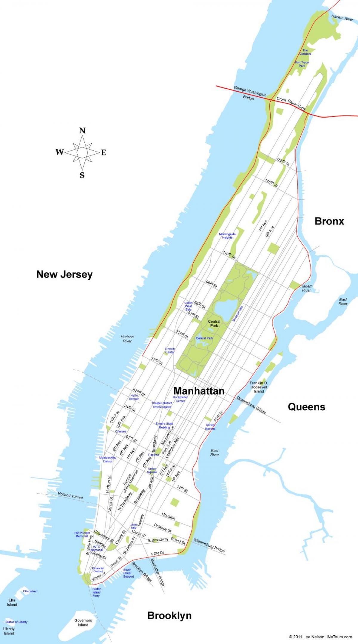 bản đồ của đảo Manhattan, New York