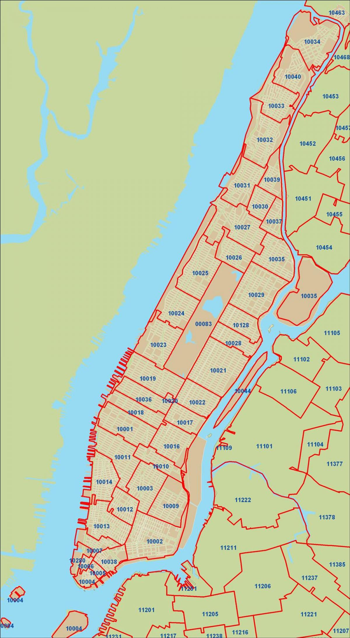New YORK mã bản đồ Manhattan