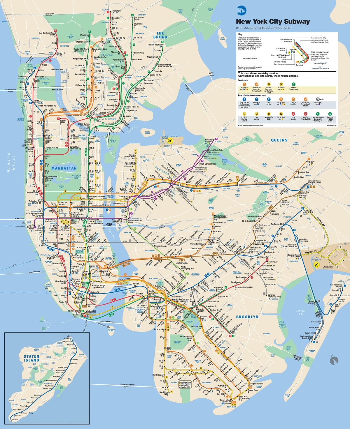 New York Manhattan tàu điện ngầm bản đồ