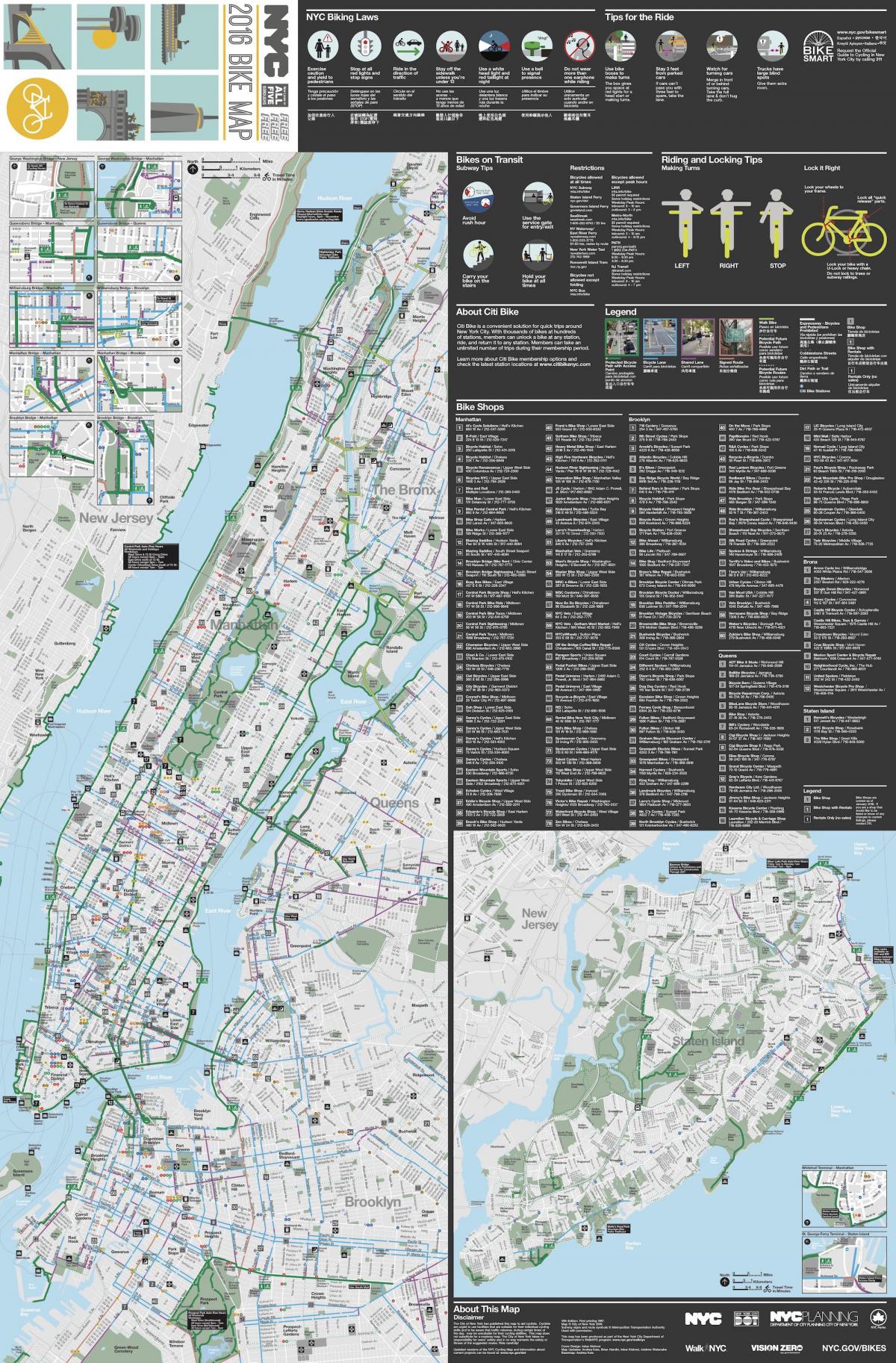 Manhattan xe đạp lane bản đồ