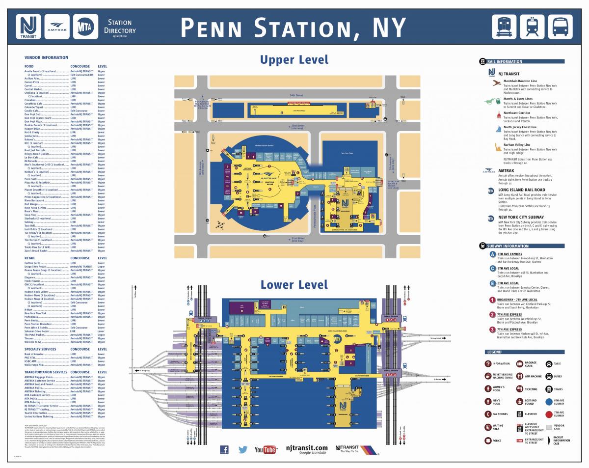 Penn trạm Manhattan bản đồ