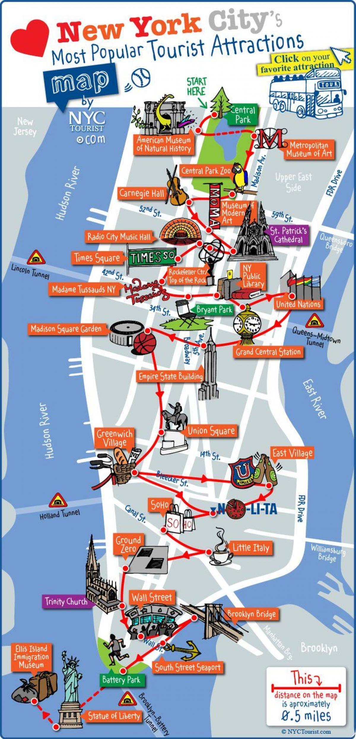trung tâm Manhattan hấp dẫn, bản đồ