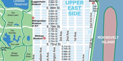 Bản đồ của phía đông Manhattan