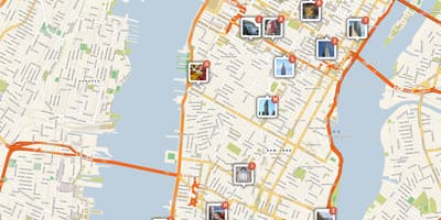 Bản đồ của Manhattan hiển thị các điểm du lịch