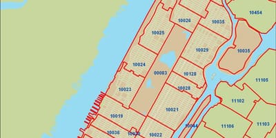 New YORK mã bản đồ Manhattan